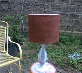 spray painting a faux suede lampshade, crafts, lighting, repurposing upcycling