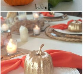 easy to transform gold pumpkins, crafts, fireplaces mantels, halloween decorations, seasonal holiday decor