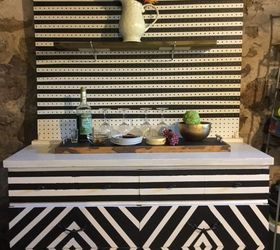 geometric wine bar septfabflippingfurniturecontest, painted furniture, repurposing upcycling