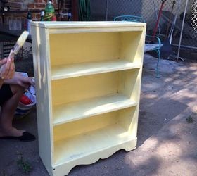 ugly brown bookshelf gets a makeover, painted furniture