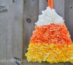coffee filter candy corn, crafts, halloween decorations, repurposing upcycling, seasonal holiday decor