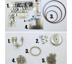 the sunshower chandelier, bedroom ideas, diy, how to, lighting, Materials to make a mirrored chandelier