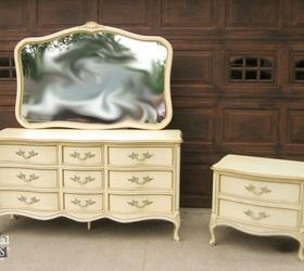 outdated dresser set gets french country makeover, painted furniture