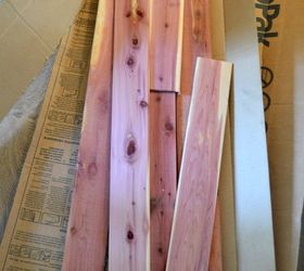 cedar planked herrinbone bathroom wall, bathroom ideas, diy, small bathroom ideas, wall decor, woodworking projects