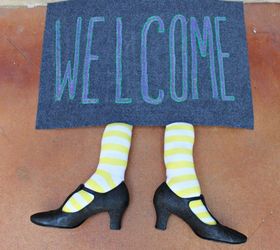 make a witch welcome mat for your front door, crafts, halloween decorations, seasonal holiday decor