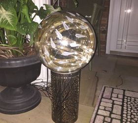 how to create an outstanding solar globe lamp, crafts, how to, lighting, repurposing upcycling, Lit at night the photo does not do them just