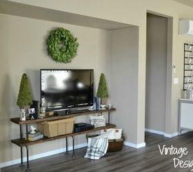 diy metal pipe entertainment center, diy, painted furniture, repurposing upcycling