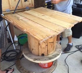 i had a vision for this old cable spool, painted furniture, repurposing upcycling