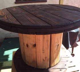 i had a vision for this old cable spool, painted furniture, repurposing upcycling