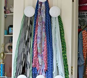 thrift store scarf organizer, organizing, repurposing upcycling