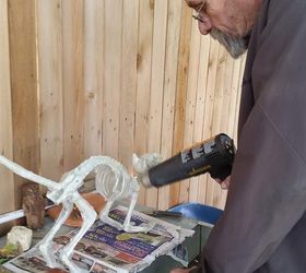 mummify a plastic skeleton, crafts, halloween decorations