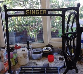 singer sewing machine, painted furniture, repurposing upcycling, Beginning to look happy at last