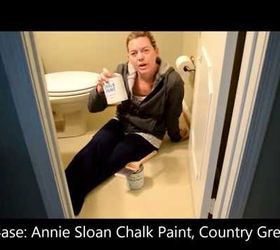 how to create the look of a stone floor out of old linoleum, bathroom ideas, chalk paint, flooring, how to, painting, small bathroom ideas