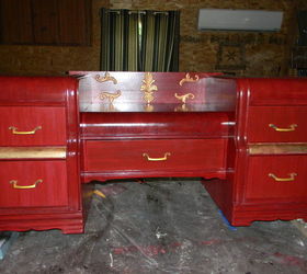 recreating the lady in red, painted furniture, repurposing upcycling, Touch of Gold Leaf