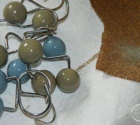how to make beachy twine covered shower curtain rings, bathroom ideas, crafts, home decor, how to, small bathroom ideas