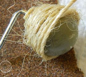 how to make beachy twine covered shower curtain rings, bathroom ideas, crafts, home decor, how to, small bathroom ideas