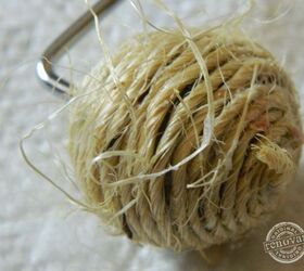how to make beachy twine covered shower curtain rings, bathroom ideas, crafts, home decor, how to, small bathroom ideas