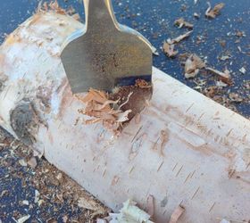 birch log centerpiece candle holder, crafts, seasonal holiday decor