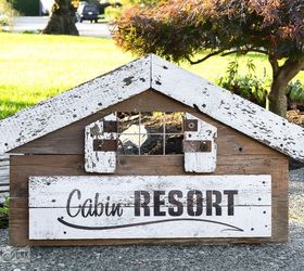 light up a cozy fall fireplace with an illuminated cabin resort sign, crafts, fireplaces mantels, living room ideas, repurposing upcycling, seasonal holiday decor, woodworking projects