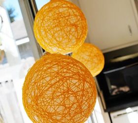 string pumpkins, crafts, home decor, thanksgiving decorations