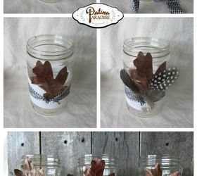 nature inspired decorated jars for fall, crafts, seasonal holiday decor