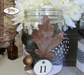 nature inspired decorated jars for fall, crafts, seasonal holiday decor