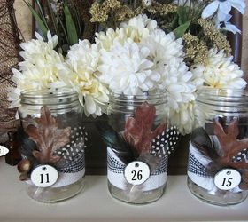 nature inspired decorated jars for fall, crafts, seasonal holiday decor