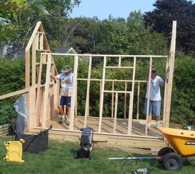 the cutest potting shed ever, diy, gardening, home improvement, outdoor living, woodworking projects, Standing the front wall