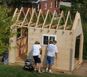 the cutest potting shed ever, diy, gardening, home improvement, outdoor living, woodworking projects, Installing the windows