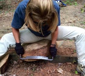 knotted chunk of free wood into log stool, diy, woodworking projects