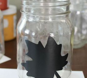 make your own stenciled leaf jars, chalk paint, crafts, how to, seasonal holiday decor