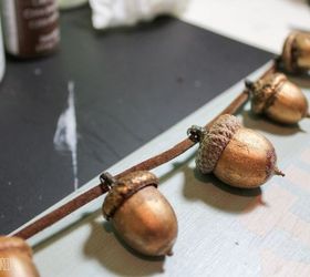 diy golden acorns gather sign, chalk paint, crafts, seasonal holiday decor