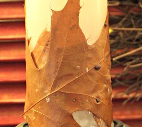diy pottery barn knock off candle with leaves, crafts, seasonal holiday decor