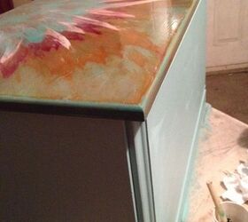 bright and colorful toybox created with safe and non toxic products, painted furniture