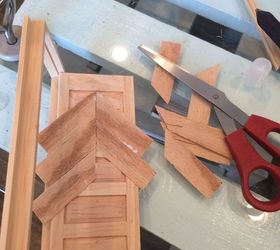 holiday elf door, christmas decorations, crafts, seasonal holiday decor, Glue 3 Siding Strip pieces to front of door