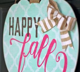 shabby chic happy fall pumpkin door hanger, crafts, halloween decorations, seasonal holiday decor, shabby chic, wreaths
