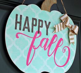 shabby chic happy fall pumpkin door hanger, crafts, halloween decorations, seasonal holiday decor, shabby chic, wreaths