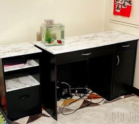 how we knocked off a 699 marble desk for 80 secret ingredient, diy, home office, painted furniture, repurposing upcycling