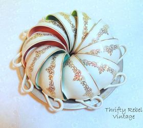 vintage repurposed teacup pumpkin, crafts, repurposing upcycling, seasonal holiday decor