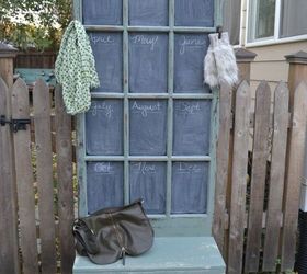 old schoolhouse door makes charming hall tree, chalkboard paint, diy, home decor, painted furniture, repurposing upcycling