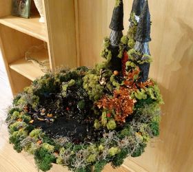 halloween miniature garden, gardening, halloween decorations, repurposing upcycling, seasonal holiday decor