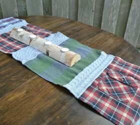 cozy table runner with old flannel shirts and sweaters, crafts, home decor, repurposing upcycling, seasonal holiday decor, thanksgiving decorations