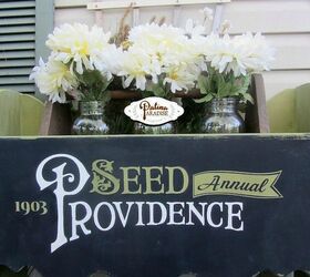 planter with antique typography, container gardening, painted furniture, repurposing upcycling