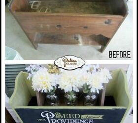 planter with antique typography, container gardening, painted furniture, repurposing upcycling