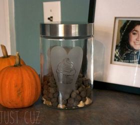 cupcake love etched glass dog treat jar, crafts