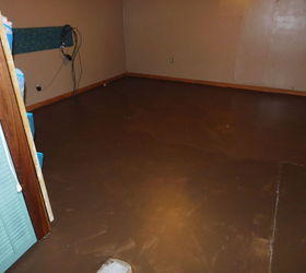 diy painted linoleum, diy, flooring, painting, Color after one coat