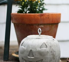 diy concrete jack o lanterns, concrete masonry, crafts, halloween decorations, seasonal holiday decor