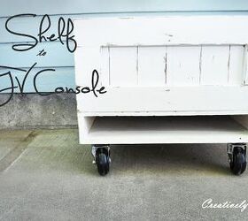 shelf turned tv consule, painted furniture, repurposing upcycling