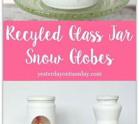 recycled jar snow globes, christmas decorations, crafts, decoupage, mason jars