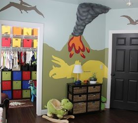 diy dinosaur themed nursery, bedroom ideas, home decor, painting, wall decor